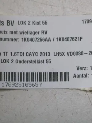 Wiellagerhuis met wiellager RV VW Touran 1T 1K0407256AA