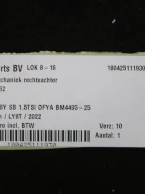 Raammechaniek rechtsachter Audi A3 8Y 8Y0839462