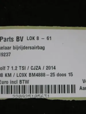 Schakelaar bijrijdersairbag VW Golf 7 5C5919237