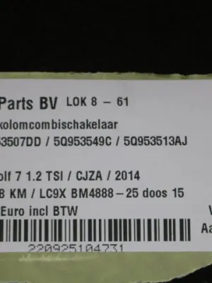 Stuurkolomcombischakelaar VW Golf 7 5G0953507DD