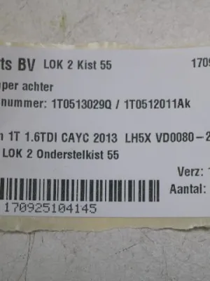 Schokbreker achter kan L en R VW Touran 1T 1T0513029Q