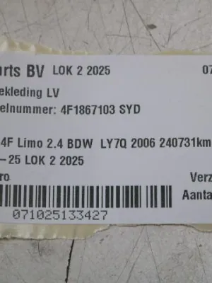 Portierbekleding LV Audi A6 4F Limo 4F1867103