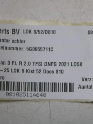 Wissermotor achterzijde VW Tiguan 3 FL 5G0955711C