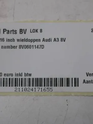 Originele 16 inch wieldoppen Audi A3 8V 8V0601147D