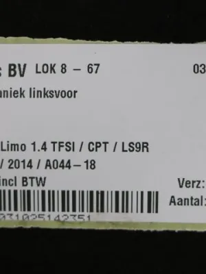 Raammechaniek linksvoor Audi A3 8V 8V4837461