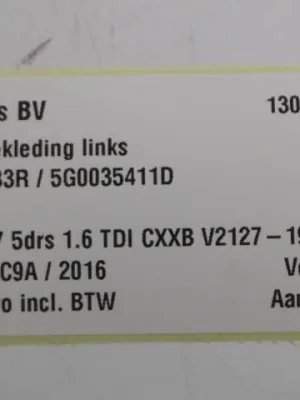 A-stijl bekleding links VW Golf 7 5G0867233R