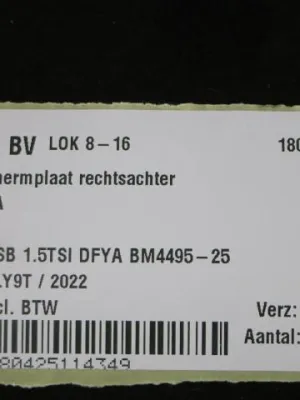 Bodembeschermplaat rechtsachter Audi A3 8Y 5WA825102A